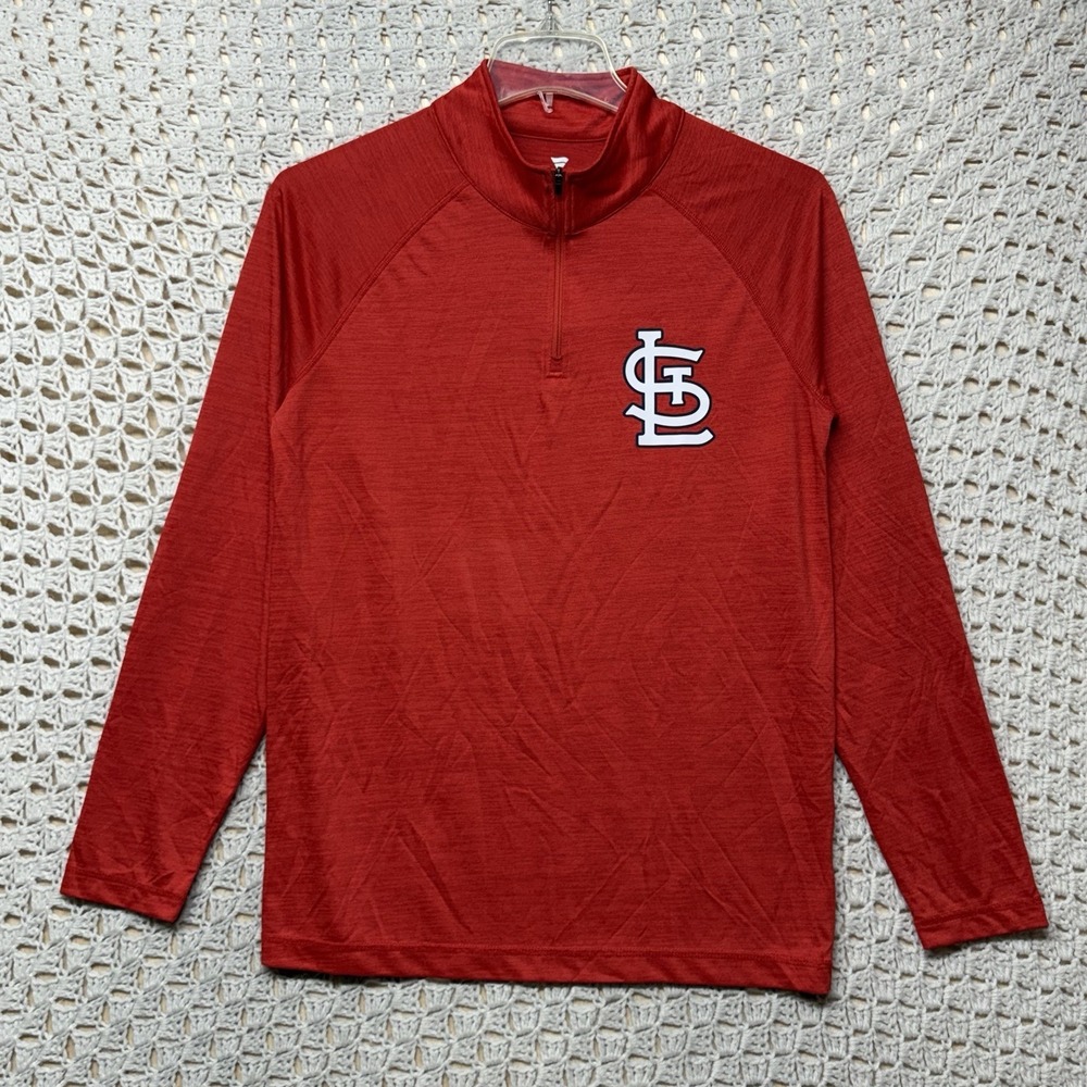 Red St. Louis Cardinals Pullover Shirt Mens M Red Fanatics 1/4 Zip Lightweight